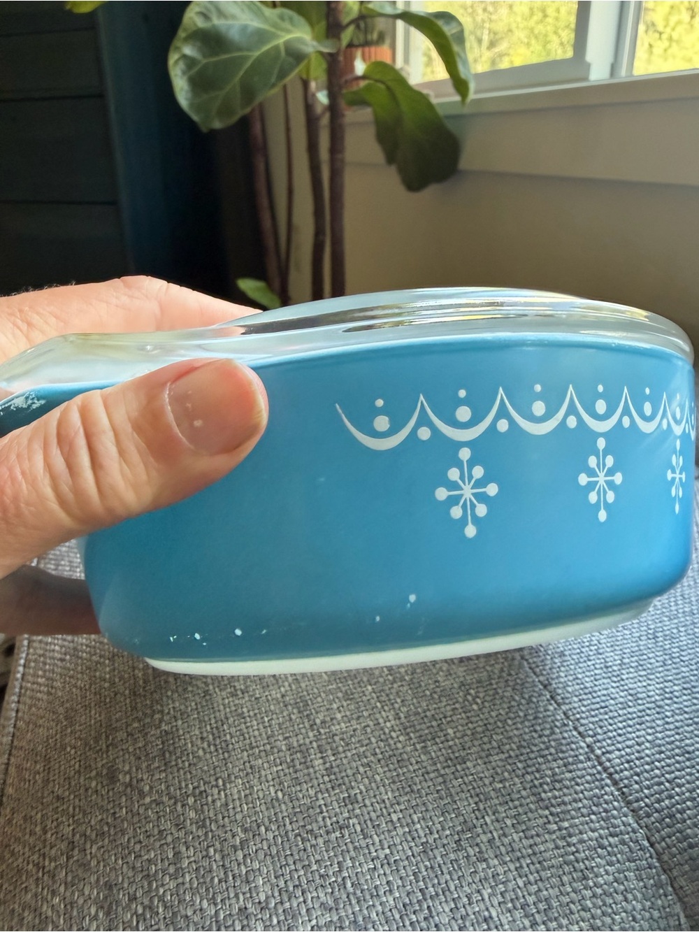 Pyrex Blue Snowflake garland 471, 473 Pattern Set with Glass Lids - Picture 6 of 12